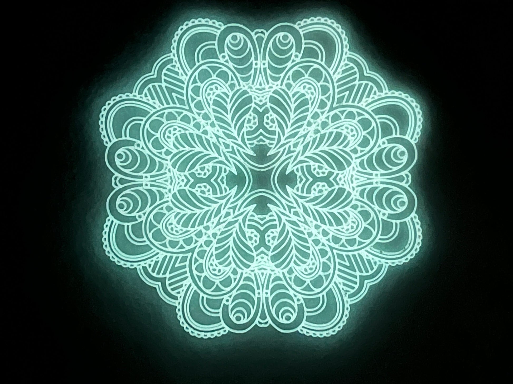 Glow in the Dark Mandala Wall Hanging Art, other color options available.